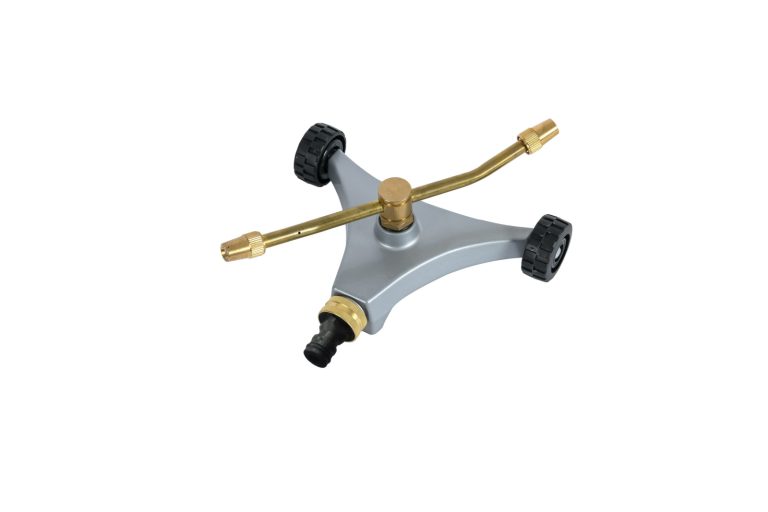 8” 2-Wheel Zinc Base With Adjustable Brass 2 Arm Sprinkler #GS-8582