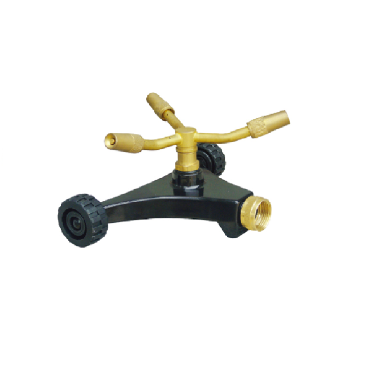 8" 2-Wheel Zinc Base With Adjustable Brass 3 Arm Sprinkler #GS-8782