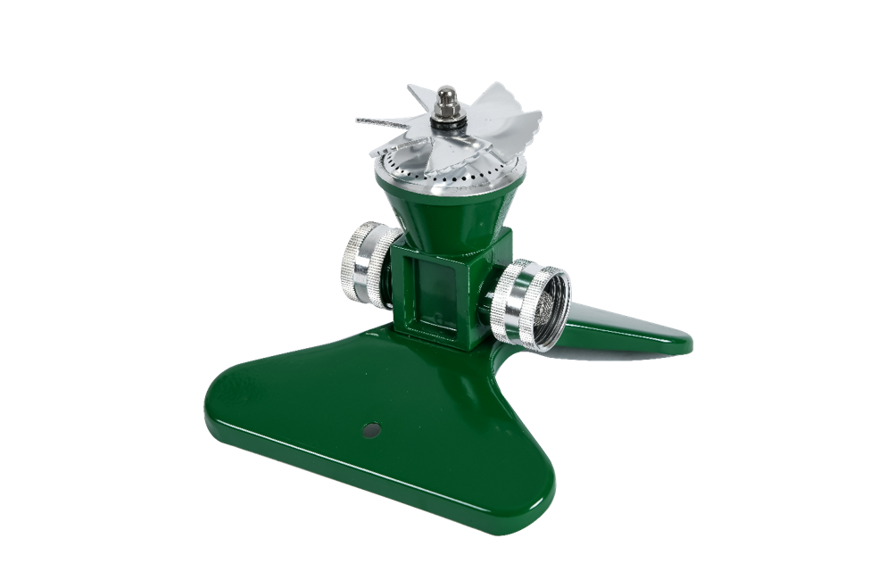 Feature: • All metal design for durability. • Heavy duty base ensuring non flipping over. • Swivel coupling guarantee easy connection with hose. • Suitable for most commonly US standard 3/4 inch internal thread fittings. • Watering coverage up to 567 SQ/FT.